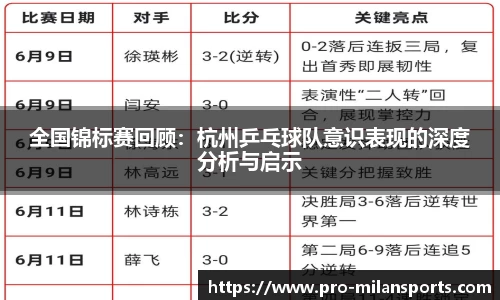 全国锦标赛回顾:杭州乒乓球队意识表现的深度分析与启示